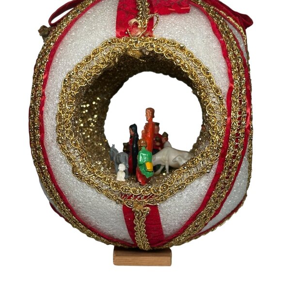 VTG MCM 1950s Diorama Nativity Christmas Styrofoam Ball 3D Jumbo Decor - Picture 3 of 16